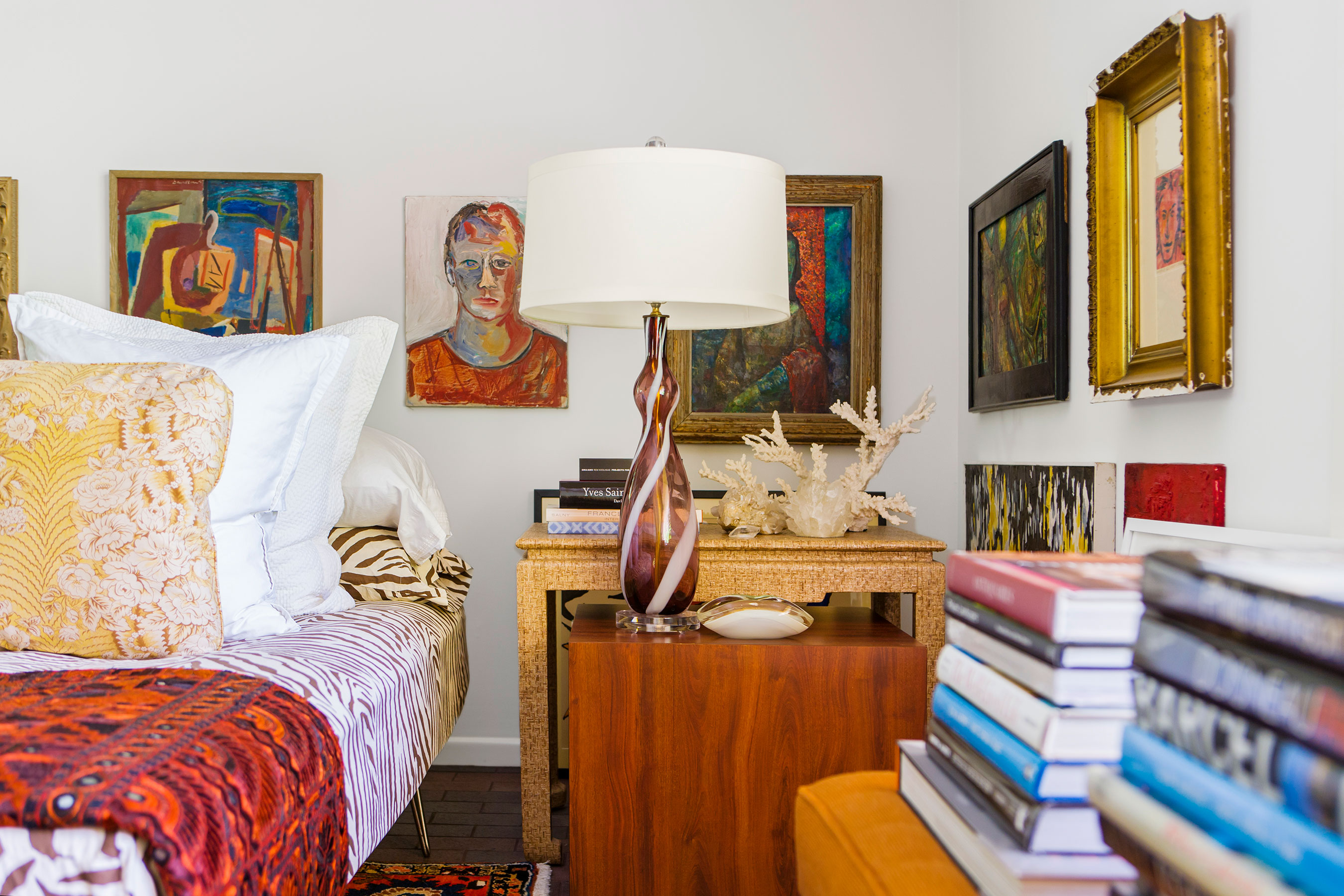 Terri Glanger Interiors PhotographerI  Editorial Interior photography of Ken Downings eclectic bedroom, Dallas,TX