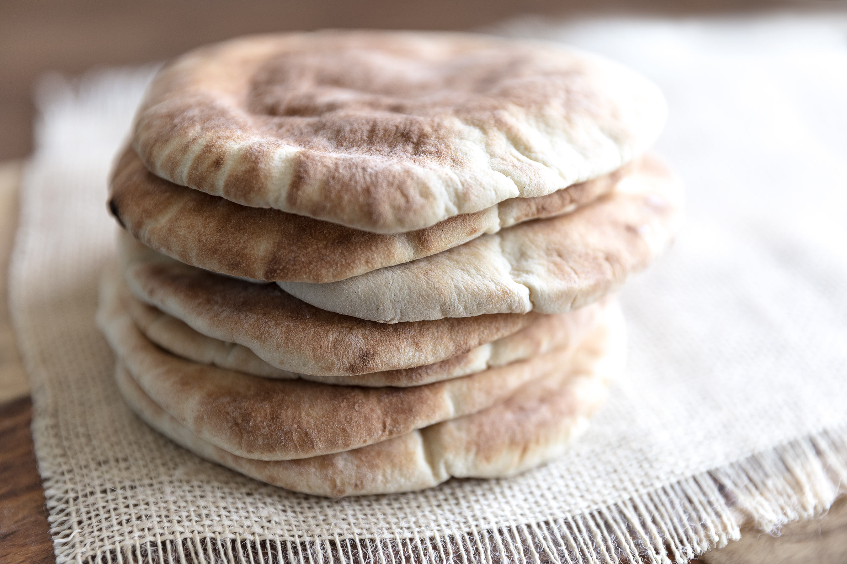 stack of fluffy pita bread