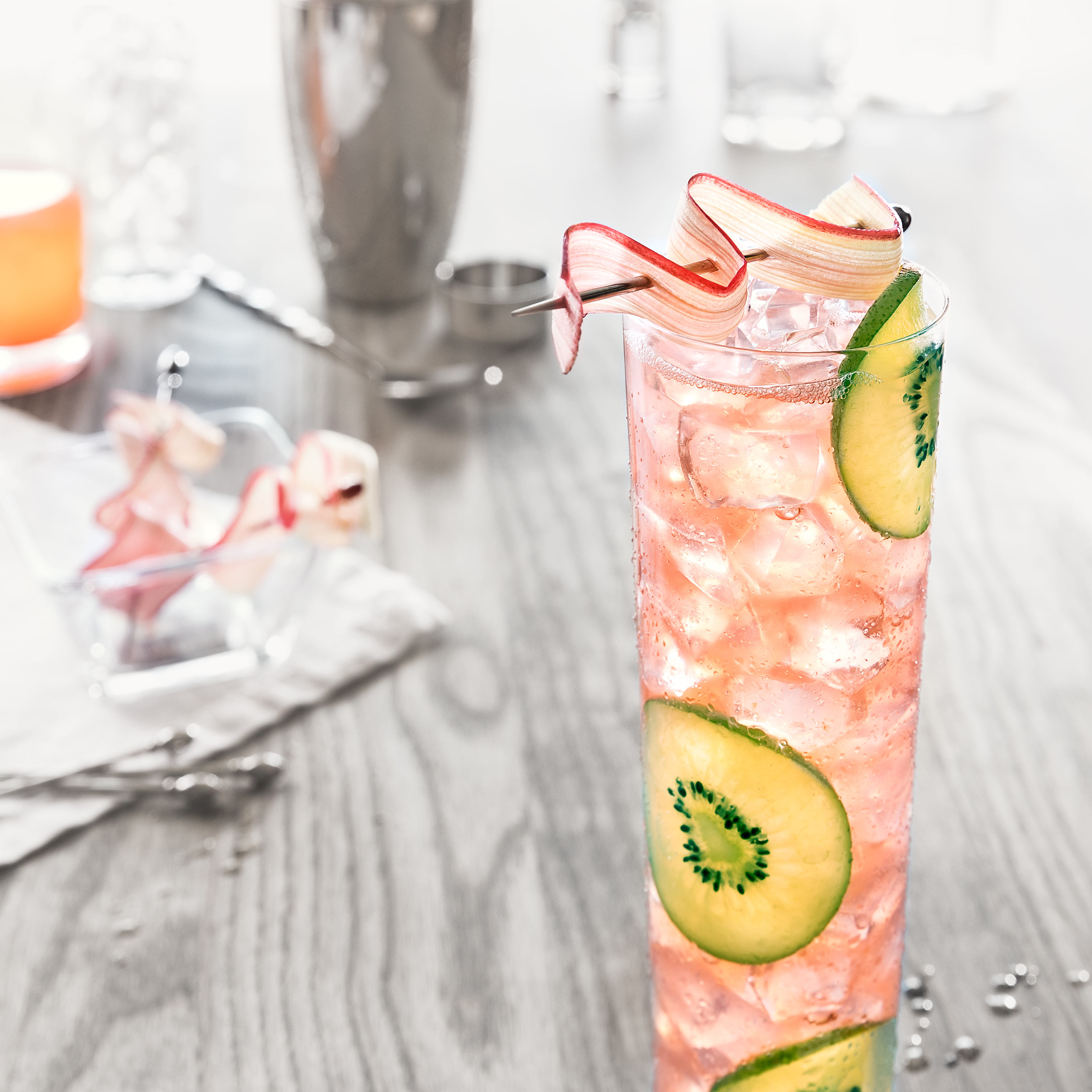 Glanger Photography | Rhubarb Cocktail with sliced Kiwi